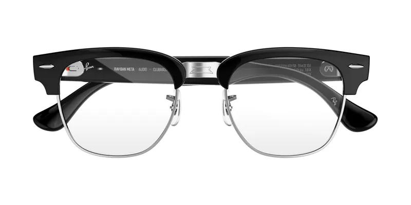 Ray-Ban Meta Audio Clubmaster in Shiny Black with clear lenses (official Meta press photo)