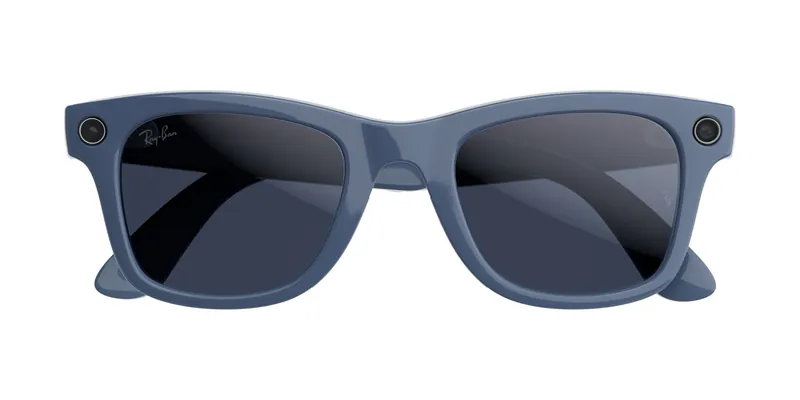 Ray-Ban Meta (Gen 2) Wayfarer in Shiny Cosmic Blue with Transitions Sapphire lenses (official Meta press photo)